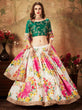 Load image into Gallery viewer, Energetic Off-White Digital Printed Organza Designer Lehenga Choli With Green Blouse ClothsVilla