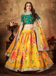 Load image into Gallery viewer, Yellow-Green Floral Digital Printed Organza Bridal Lehenga Choli ClothsVilla