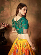 Load image into Gallery viewer, Yellow-Green Floral Digital Printed Organza Bridal Lehenga Choli ClothsVilla