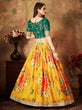 Load image into Gallery viewer, Yellow-Green Floral Digital Printed Organza Bridal Lehenga Choli ClothsVilla