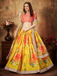 Load image into Gallery viewer, Adorning Yellow Digital Printed Organza Silk Wedding Lehenga Choli With Orange Blouse ClothsVilla