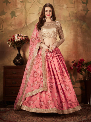 Ravishing Pink Sabyasachi Digital Printed Organza Party Wear Lehenga Choli With Blouse ClothsVilla