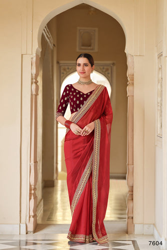 Party Wear Organza Designer Saree Clothsvilla