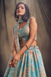 Load image into Gallery viewer, Awesome Sky Blue Zari Embroidery Organza Occasional Wear Lehenga Choli ClothsVilla