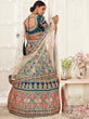 Load image into Gallery viewer, Elegant Blue Floral Embroidery Silk Wedding Lehenga Choli With Beige Dupatta ClothsVilla