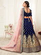 Load image into Gallery viewer, Stunning Navy Blue Floral Embroidery Velvet Bridal Lehenga Choli With Dupatta ClothsVilla