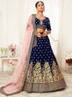 Load image into Gallery viewer, Stunning Navy Blue Floral Embroidery Velvet Bridal Lehenga Choli With Dupatta ClothsVilla