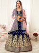 Load image into Gallery viewer, Stunning Navy Blue Floral Embroidery Velvet Bridal Lehenga Choli With Dupatta ClothsVilla