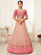 Load image into Gallery viewer, Mesmerizing Pink Embroidery Net Wedding Lehenga Choli With Dupatta ClothsVilla
