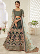 Load image into Gallery viewer, Glorious Bottle Green Heavily Embroidery Velvet Bridal Lehenga Choli With Light Blue Dupatta ClothsVilla