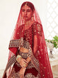 Load image into Gallery viewer, Stunning Red Heavily Sequins Velvet Bridal Lehenga Choli With Dupatta ClothsVilla