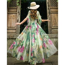 Load image into Gallery viewer, Designer Trendy Short Sleeve Floral Printed Faux Georgette Maxi Dress ClothsVilla