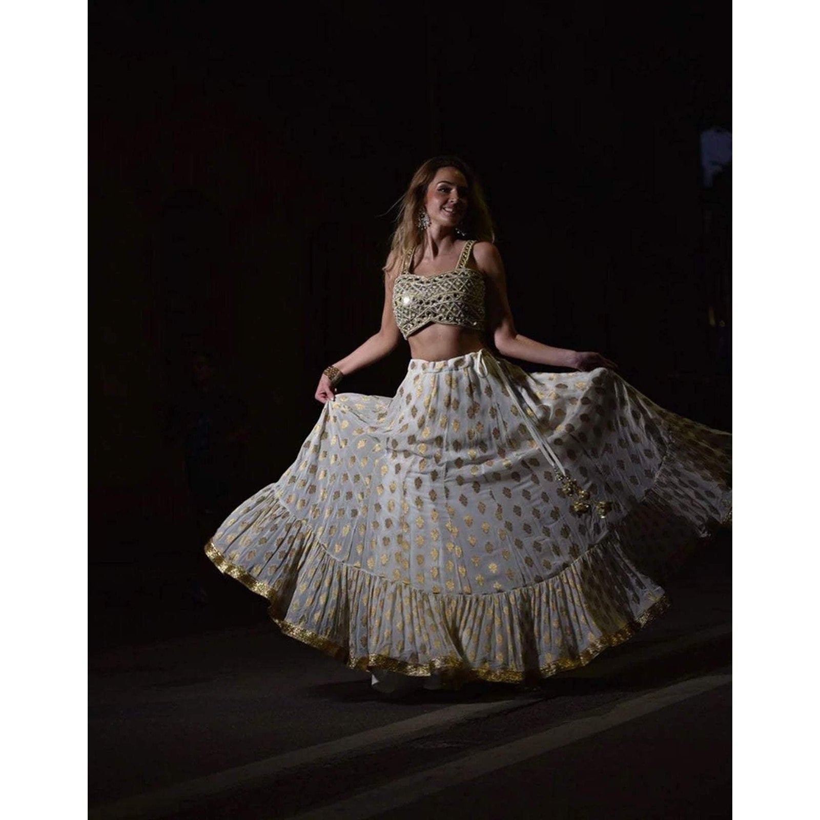 Designer White Lehenga Choli In Banarasi Silk and Embroidery ClothsVilla