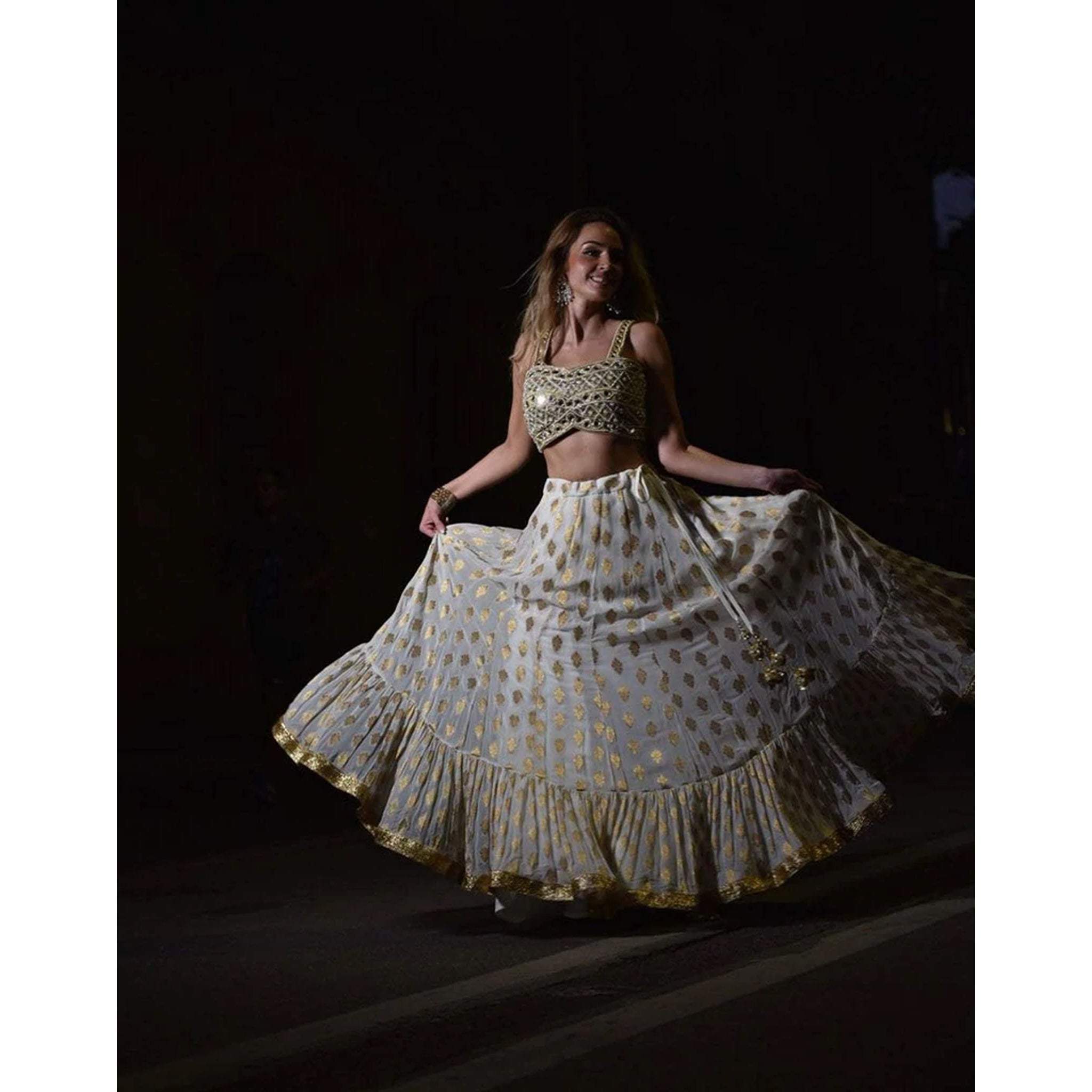 Designer White Lehenga Choli In Banarasi Silk and Embroidery ClothsVilla