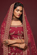 Load image into Gallery viewer, Lovely Maroon Thread Embroidered Silk Wedding Wear Lehenga Choli ClothsVilla
