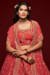 Load image into Gallery viewer, Attractive Coral Red Thread Embroidered Silk Wedding Wear Lehenga Choli ClothsVilla