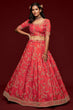Load image into Gallery viewer, Attractive Coral Red Thread Embroidered Silk Wedding Wear Lehenga Choli ClothsVilla