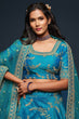 Load image into Gallery viewer, Wonderful Teal Blue Thread Embroidered Silk Wedding Wear Lehenga Choli ClothsVilla