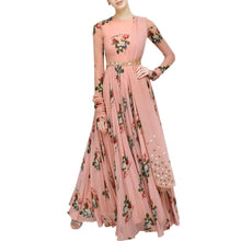 Load image into Gallery viewer, Embroidered Designer Wear Peach Digital Floral Printed Gown ClothsVilla
