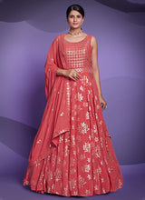 Load image into Gallery viewer, Georgette Sequins Pink Floor Length Gown Clothsvilla