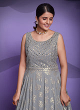 Load image into Gallery viewer, Georgette Sequins Grey Designer Gown Clothsvilla