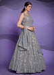 Load image into Gallery viewer, Georgette Sequins Grey Designer Gown Clothsvilla
