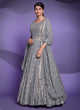 Load image into Gallery viewer, Georgette Sequins Grey Designer Gown Clothsvilla