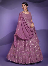 Load image into Gallery viewer, Readymade Gown Sequins Georgette In Purple For Wedding Clothsvilla