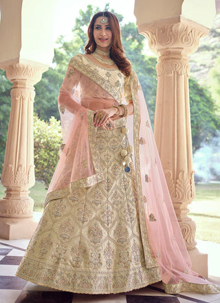 Cream Color Crepe Fabric Sequins And Stone Work Lehenga Clothsvilla