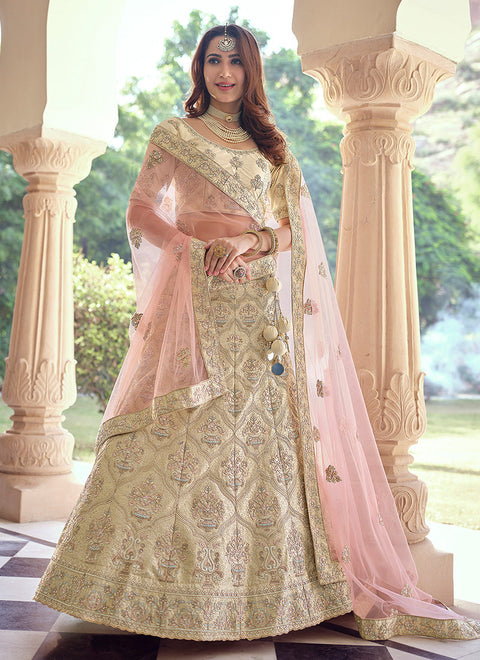Cream Color Crepe Fabric Sequins And Stone Work Lehenga Clothsvilla Main image