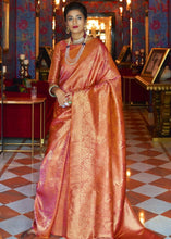 Load image into Gallery viewer, Blush Red and Golden Blend Woven Kanjivaram Soft Silk Saree Clothsvilla