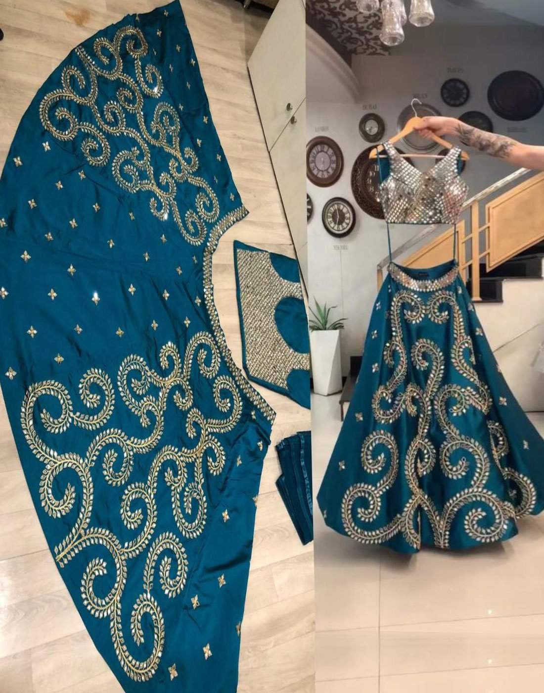 Lehenga Choli in Silk Fabrics with Mirror Work ClothsVilla Main image
