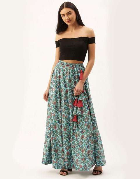 Light Blue Color Digital Print Skirt ClothsVilla Main image
