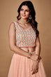 Load image into Gallery viewer, Peach Thread Work Georgette Reception Wear Lehenga Choli Clothsvilla