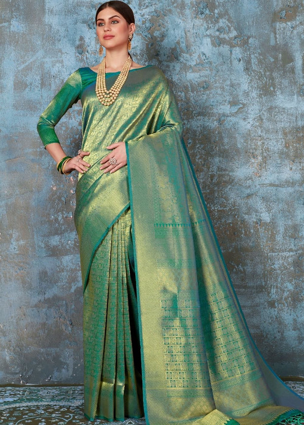Forest Green Handloom Weave Kanjivaram Silk Saree : Special Wedding Edition Clothsvilla
