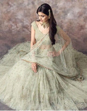 Load image into Gallery viewer, Lehenga Choli In Mint Green Color with Satin Blouse and Dupatta ClothsVilla