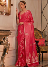 Load image into Gallery viewer, Radical Red Designer Satin Silk Saree Clothsvilla