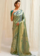 Load image into Gallery viewer, Pine Green &amp; Golden Blend Kanjivaram Silk Saree Clothsvilla