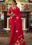 Rose Red Zari Butta Woven Banarasi Silk Saree : Top Pick Clothsvilla