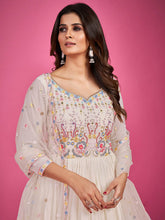 Load image into Gallery viewer, White Pure Georgette Embroidered Gown Clothsvilla