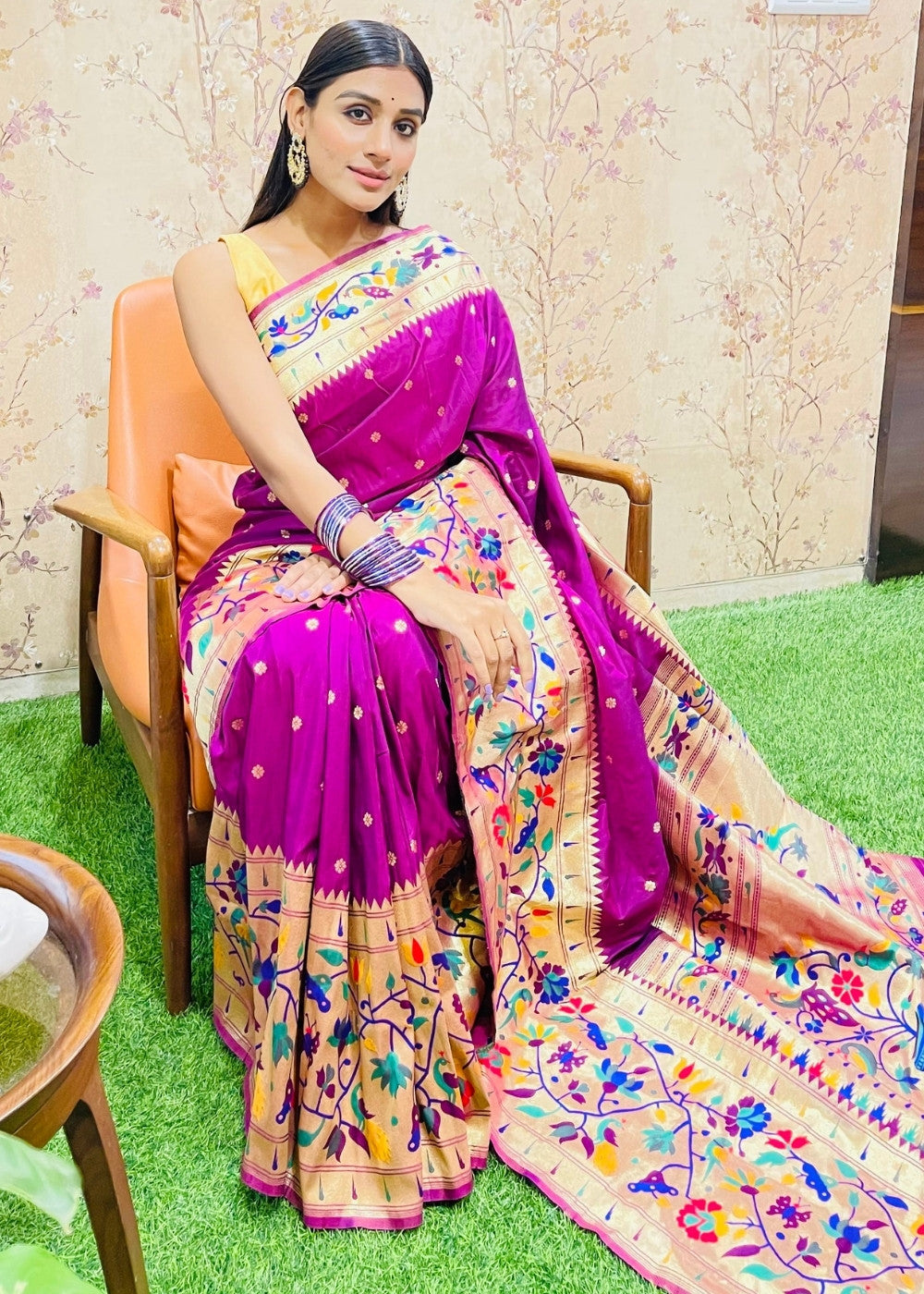 Magenta Purple Zari Woven Paithani Silk Saree Clothsvilla