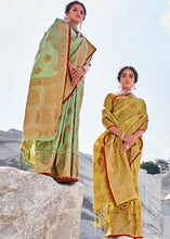 Load image into Gallery viewer, Mint Green Woven Designer Silk Saree with Butti overall Clothsvilla