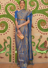 Load image into Gallery viewer, Sapphire Blue Zari Woven Kanjivaram Silk Saree Clothsvilla