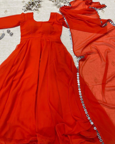 Good Looking Red Color Gown With Dupatta Main image