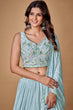 Load image into Gallery viewer, Powder Blue Thread Work Chiffon Silk Engagement Wear Lehenga Choli Clothsvilla