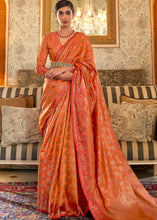 Load image into Gallery viewer, Amber Orange Woven Banarasi Tussar Silk Saree : Top Pick Clothsvilla