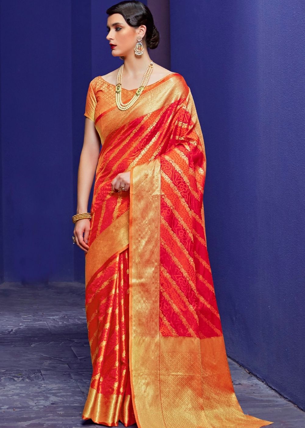 Ferrari Red Woven Patola Silk Saree Clothsvilla Main image