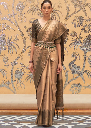 Burlywood Brown Zari Woven Kanjivaram Silk Saree Clothsvilla