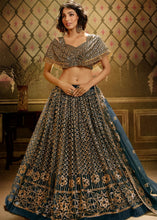 Load image into Gallery viewer, Rama Green Soft Net Designer Lehenga Choli with overall Sequins work Clothsvilla