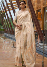 Load image into Gallery viewer, Tan Brown Zari Woven Silk Saree with Sequins work Clothsvilla
